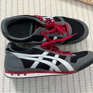 Onitsuka Tiger by Asics Black & Gray Sneakers with Red Laces